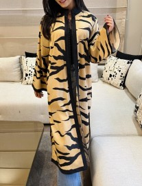 Kimono crêpe beige black printed with sfifa & aqadi black col officer regular size