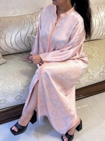 Gandoura butterfly crêpe pink bb light blue with sfifa & aqadi pink bb with col officier oversize